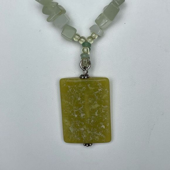 Green Aventurine Stone & Brown Jasper Beaded Pendant Necklace Luck & Prosperity - Picture 4 of 6